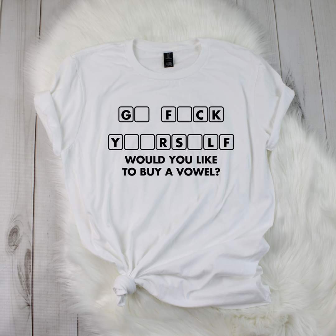 “Would you like to buy a vowel?” Short sleeve tee shirt